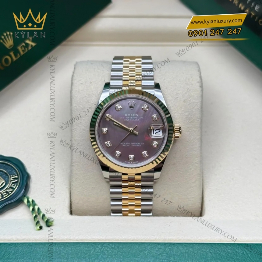 Kỳ Lân Luxury rolex datejust 31 278273 0024 mat xa cu den 6 Đồng hồ Rolex Datejust 31 mặt xà cừ đen kim cương 278273-0024