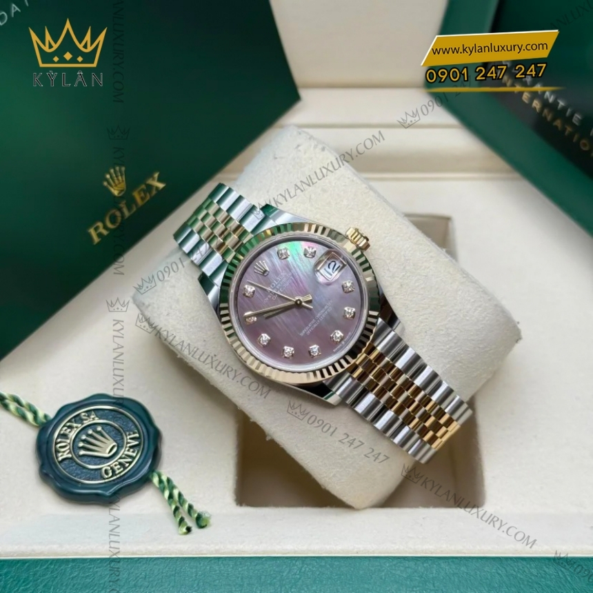 Kỳ Lân Luxury rolex datejust 31 278273 0024 mat xa cu den 8 Đồng hồ Rolex Datejust 31 mặt xà cừ đen kim cương 278273-0024