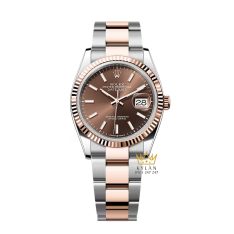 Đồng hồ Rolex Datejust 36 mặt chocolate cọc dạ quang 126231-0044