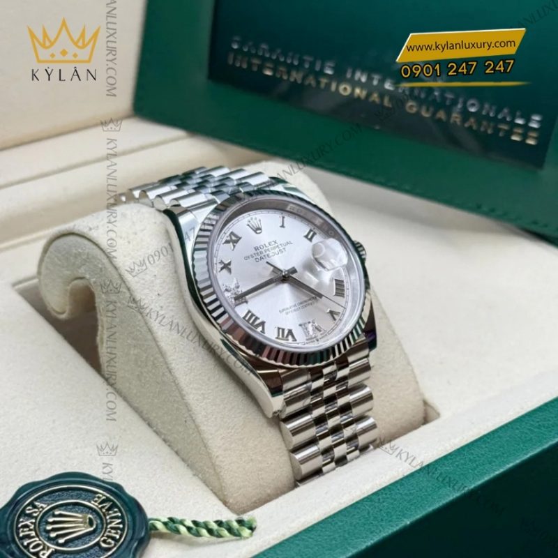 Đồng hồ Rolex Datejust 36 mặt bạc cọc La Mã 126234-0029