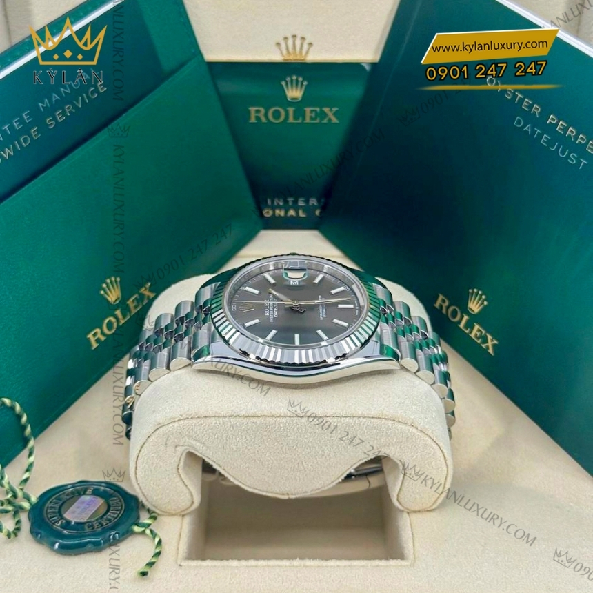 Kỳ Lân Luxury rolex datejust 41 126334 0014 xam coc da quang 6 Đồng hồ Rolex Datejust 41 mặt xám cọc dạ quang 126334-0014