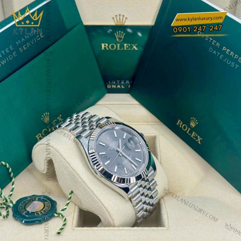 Đồng hồ Rolex Datejust 41 mặt xám cọc dạ quang 126334-0014