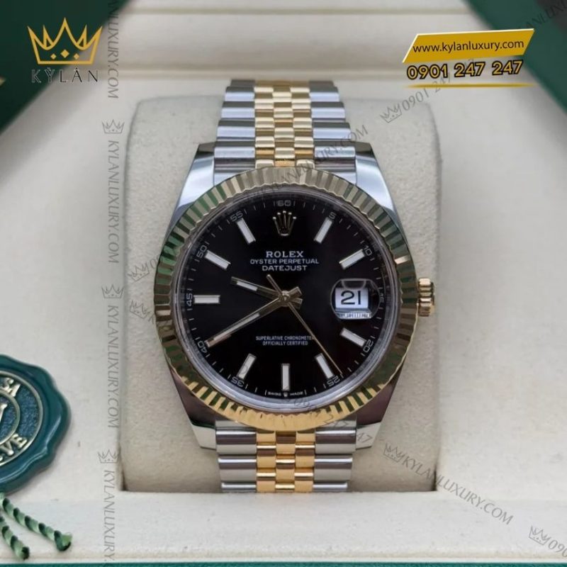 Đồng hồ Rolex Datejust 41 mặt đen cọc dạ quang 126333-0014