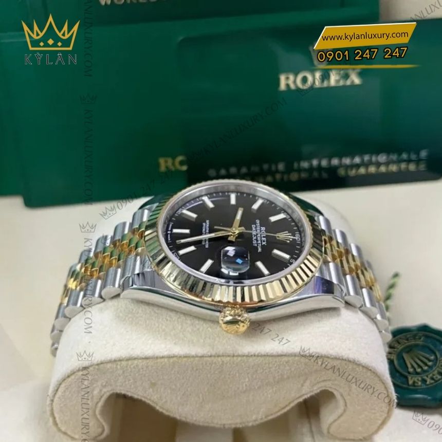 Kỳ Lân Luxury rolex datejust 41 den coc da quang 126333 0014 3 Đồng hồ Rolex Datejust 41 mặt đen cọc dạ quang 126333-0014