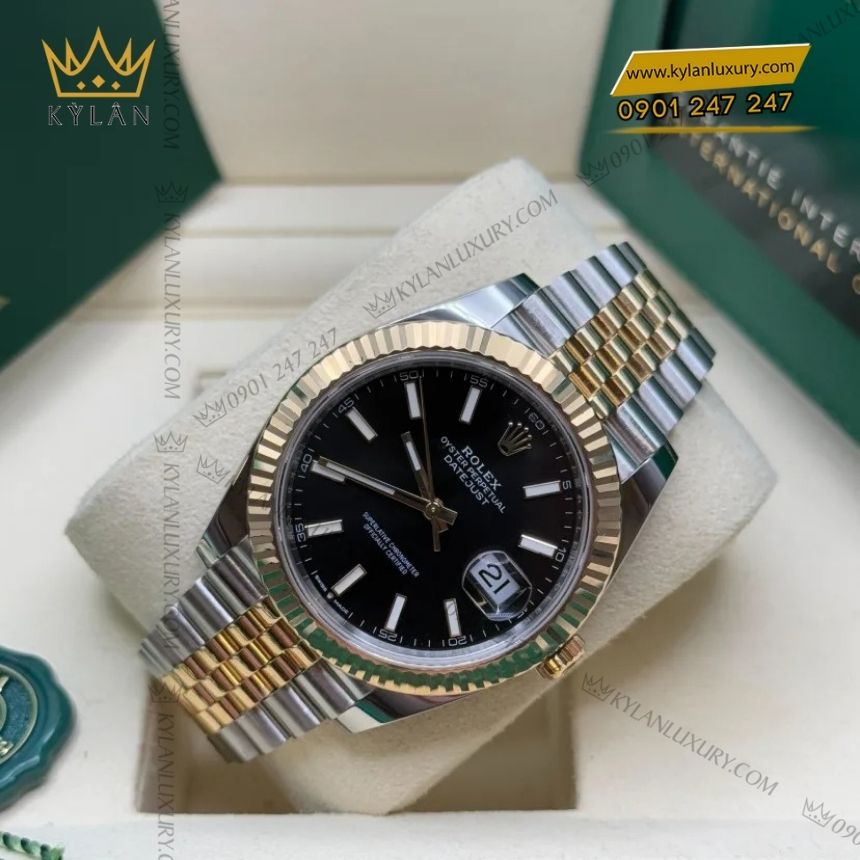 Kỳ Lân Luxury rolex datejust 41 den coc da quang 126333 0014 4 Đồng hồ Rolex Datejust 41 mặt đen cọc dạ quang 126333-0014