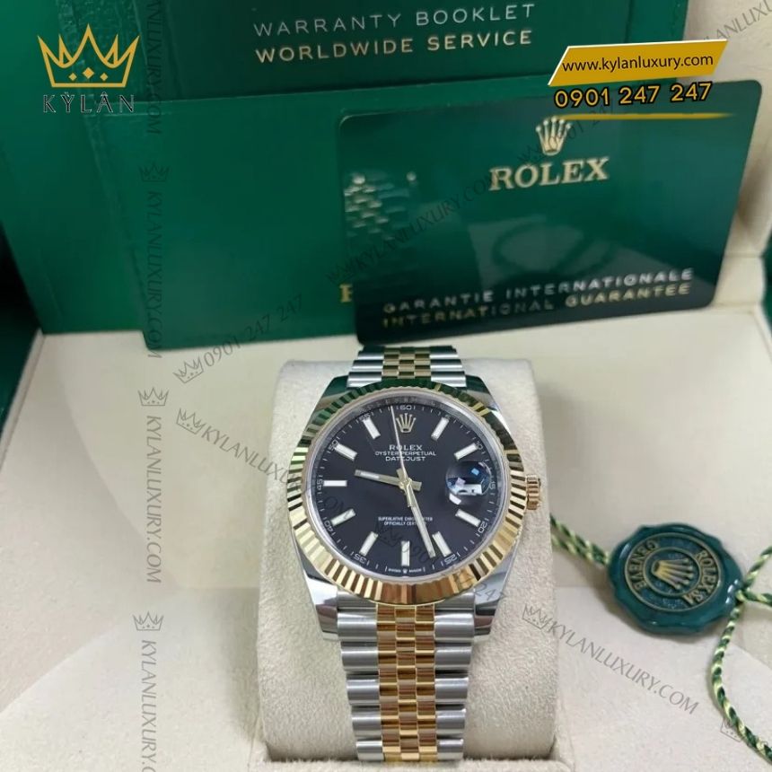 Kỳ Lân Luxury rolex datejust 41 den coc da quang 126333 0014 6 Đồng hồ Rolex Datejust 41 mặt đen cọc dạ quang 126333-0014