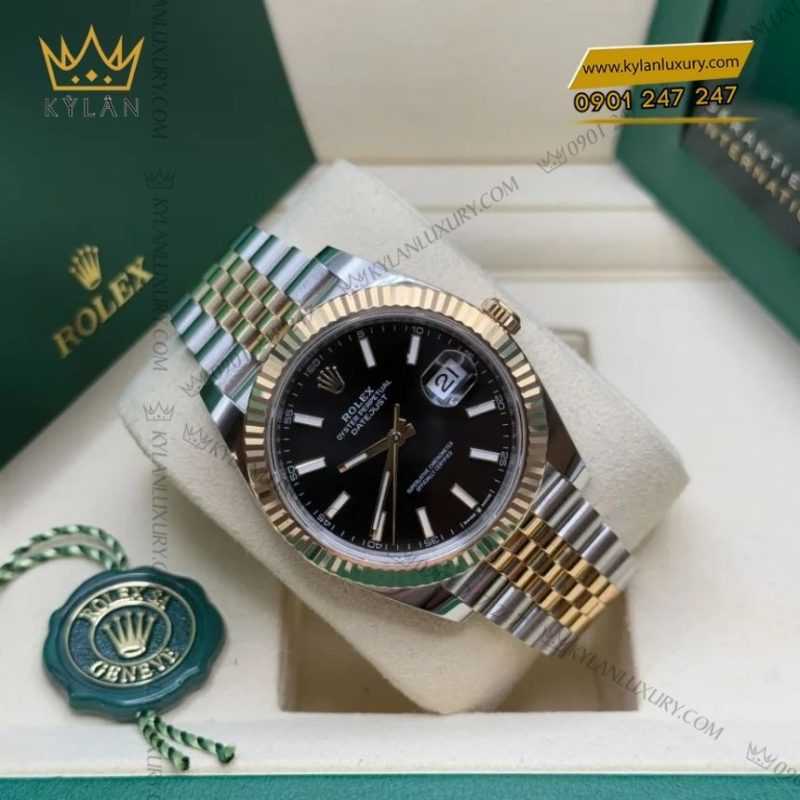 Đồng hồ Rolex Datejust 41 mặt đen cọc dạ quang 126333-0014