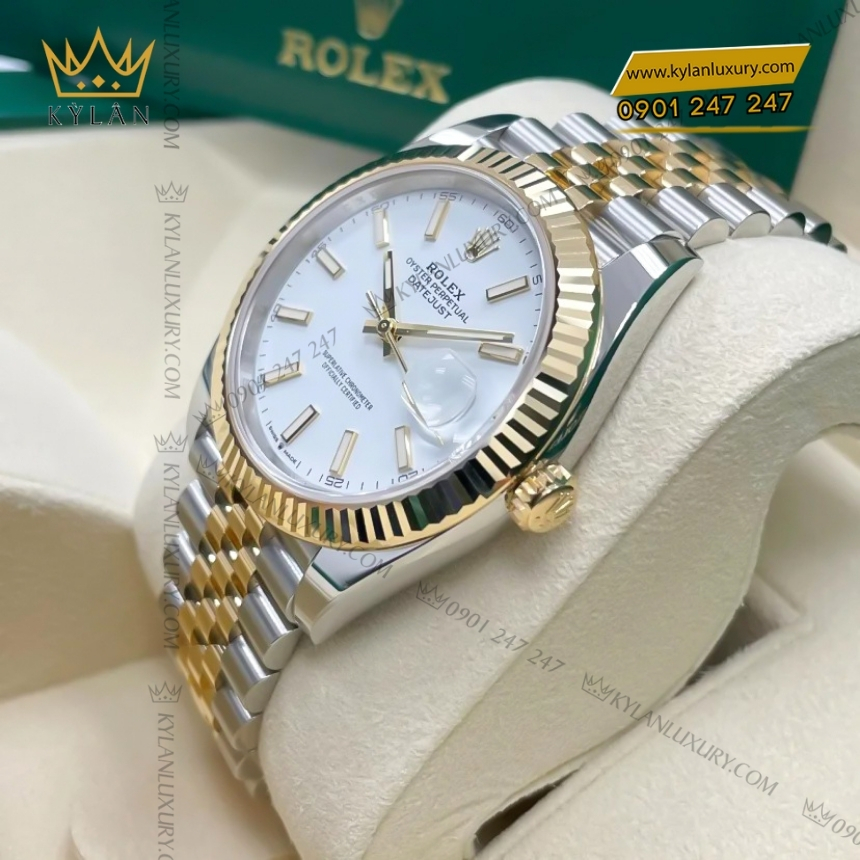 Kỳ Lân Luxury rolex datejust 41 trang coc da quang 126333 0016 5 Đồng hồ Rolex Datejust 41 mặt trắng cọc dạ quang 126333-0016