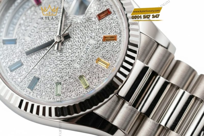 Đồng hồ Rolex Day Date 36 vàng trắng cọc rainbow 128239-0019