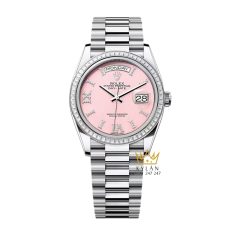 Đồng hồ Rolex Day Date 36 bạch kim mặt ngọc mắt mèo 128396TBR-0009