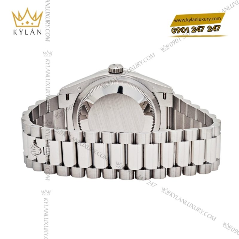 Đồng hồ Rolex Day Date 36 bạch kim mặt ngọc mắt mèo 128396TBR-0009