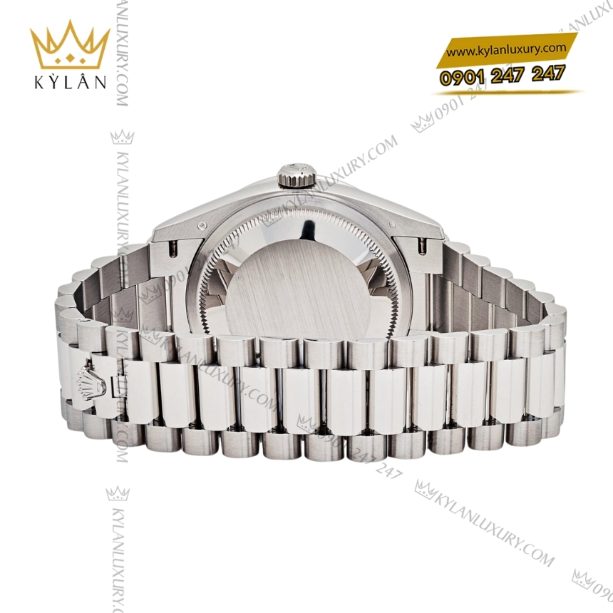 Kỳ Lân Luxury rolex day date 36 bach kim 128396tbr 0009 4 Đồng hồ Rolex Day Date 36 bạch kim mặt đá mắt mèo 128396TBR-0009