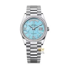 Đồng hồ Rolex Day Date 36 bạch kim mặt số turquoise 128396TBR-0016
