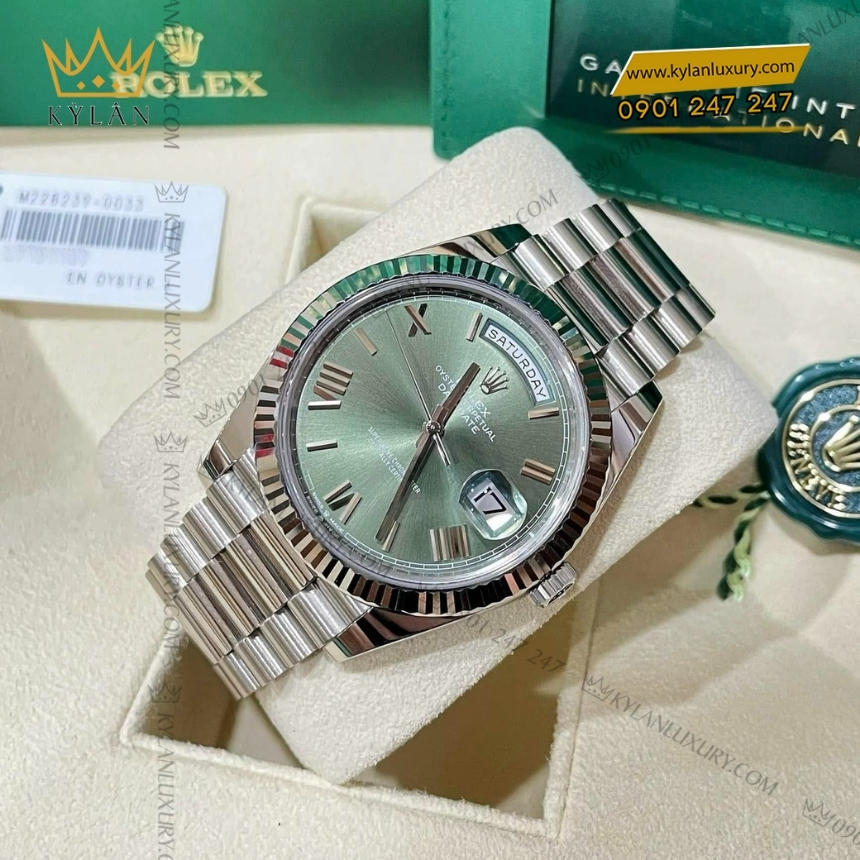 Kỳ Lân Luxury rolex day date 40 228239 0033 mat so xanh olive 3 Đồng hồ Rolex Day Date 40 mặt số xanh olive 228239-0033