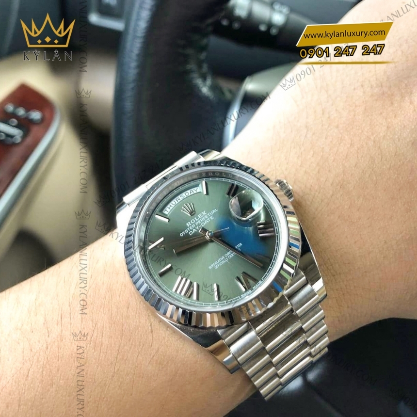Kỳ Lân Luxury rolex day date 40 228239 0033 mat so xanh olive 4 Đồng hồ Rolex Day Date 40 mặt số xanh olive 228239-0033
