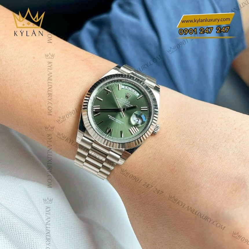 Kỳ Lân Luxury rolex day date 40 228239 0033 mat so xanh olive 5 Đồng hồ Rolex Day Date 40 mặt số xanh olive 228239-0033