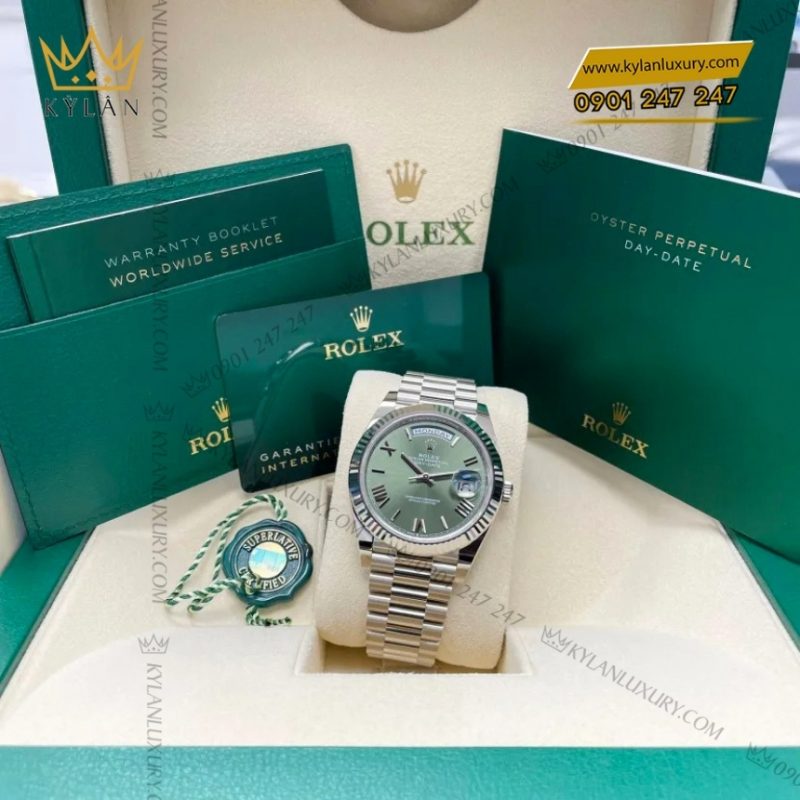 Đồng hồ Rolex Day Date 40 mặt số xanh olive 228239-0033