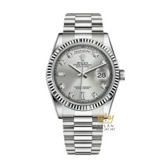 Đồng hồ Rolex Day Date 41 mặt số bạc cọc kim cương 218239-0006