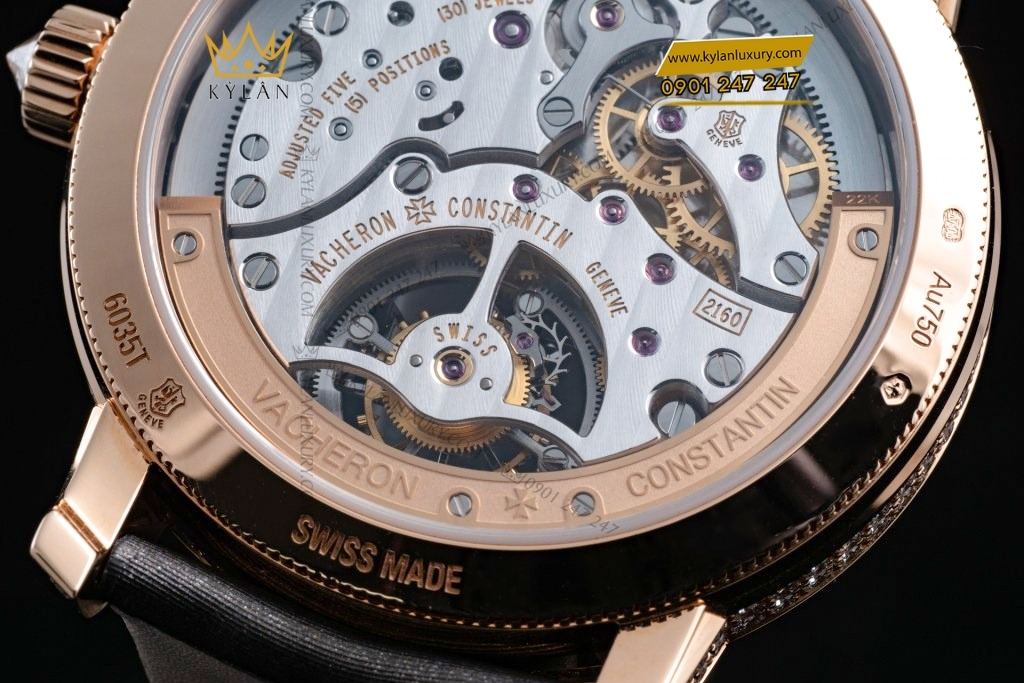 Kỳ Lân Luxury vacheron constantin tourbillon 6035t 000r b634 5 Đồng hồ Vacheron Constantin Tourbillon kim cương 39mm