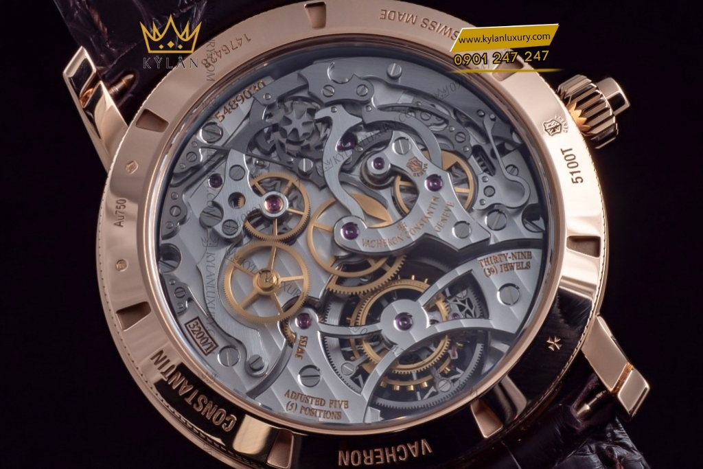 Kỳ Lân Luxury vacheron constantin tourbillon chronograph 5100t 000r b623 5 Đồng hồ Vacheron Constantin Tourbillon Chronograph vàng hồng