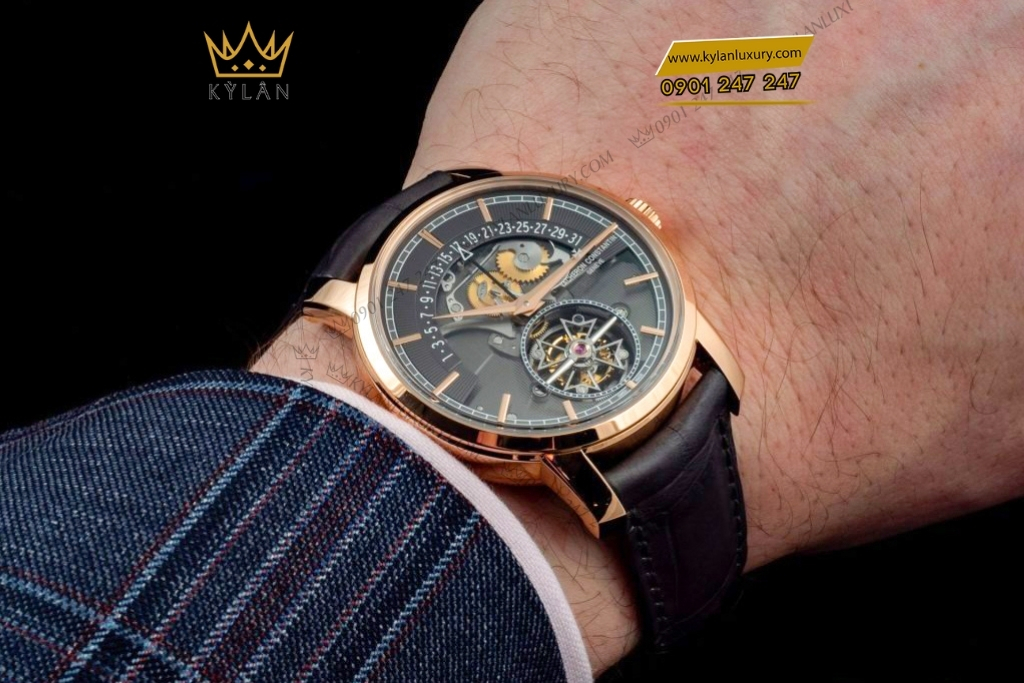 Kỳ Lân Luxury vacheron constantin traditionnelle 6010t 000r b638 11 Đồng hồ Vacheron Constantin Traditionnelle Tourbillon vàng hồng lộ cơ