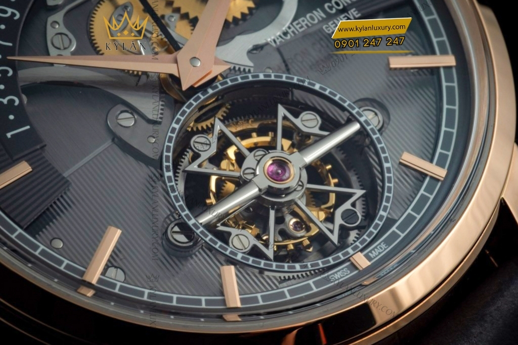 Kỳ Lân Luxury vacheron constantin traditionnelle 6010t 000r b638 8 Đồng hồ Vacheron Constantin Traditionnelle Tourbillon vàng hồng lộ cơ