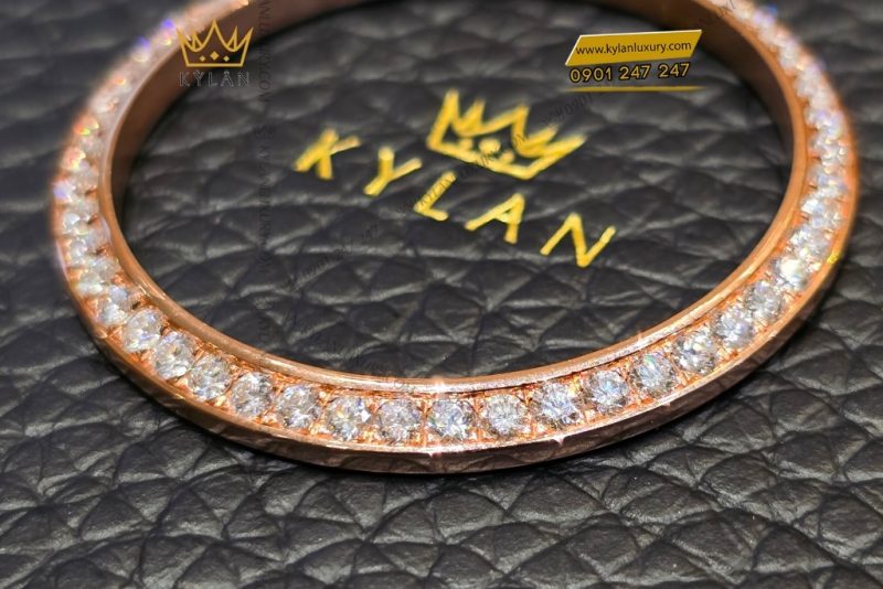 Vành bezel Rolex vàng hồng đính kim tròn 40mm