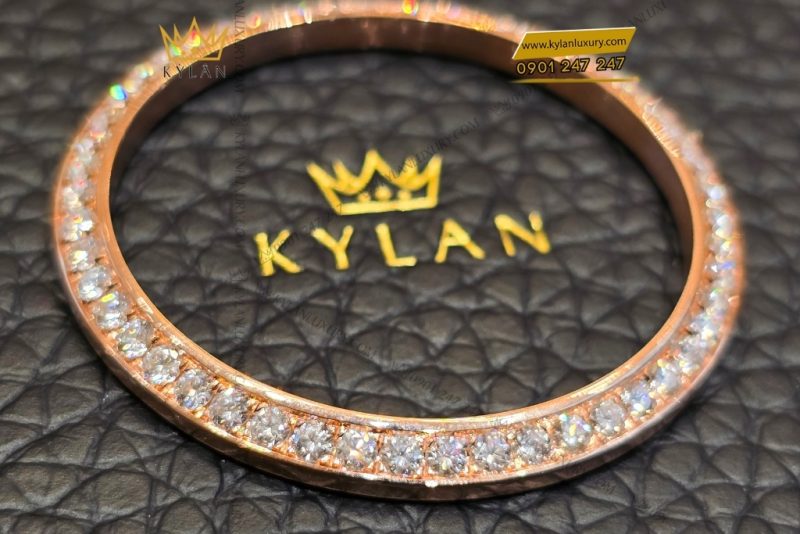 Vành bezel Rolex vàng hồng đính kim tròn 40mm