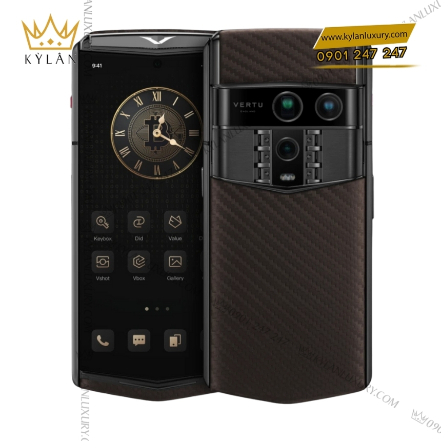 Kỳ Lân Luxury vertu agent q carbon pattern calfskin 2 Điện thoại Vertu Agent Q Carbon-Pattern Calfskin (da bê vân carbon)