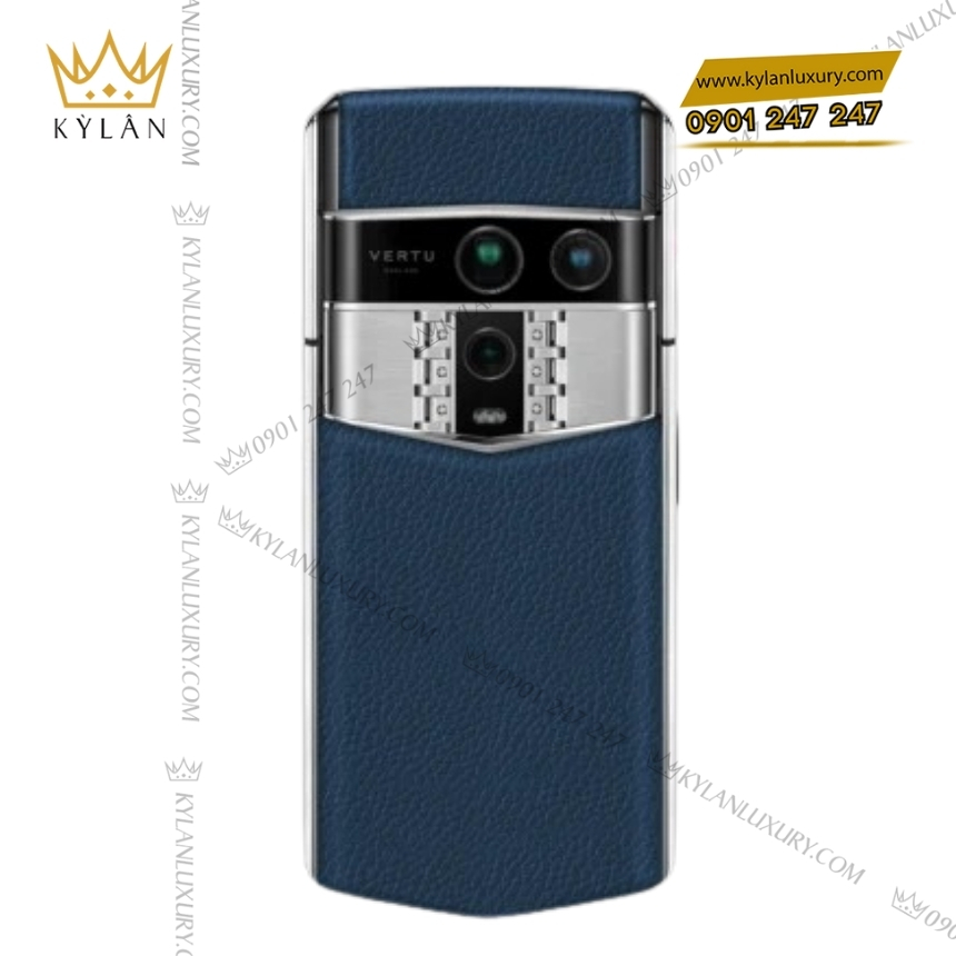 Kỳ Lân Luxury vertu agent q grained calfskin navy blue 2 Điện thoại Vertu Agent Q Grained Calfskin - Bản da bê xanh navy