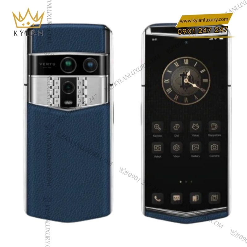 Điện thoại Vertu Agent Q Grained Calfskin - Bản da bê xanh navy