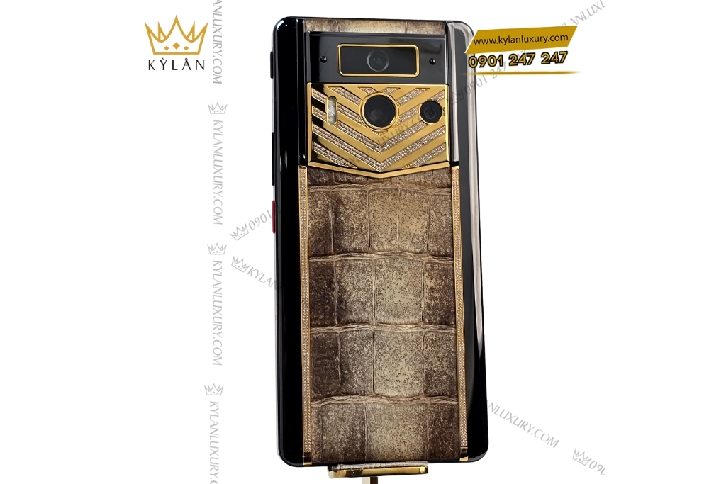 Kỳ Lân Luxury vertu meta 2 vang vang dinh kim cuong 7 1 Điện thoại Vertu Meta 2 vàng vàng đính kim cương