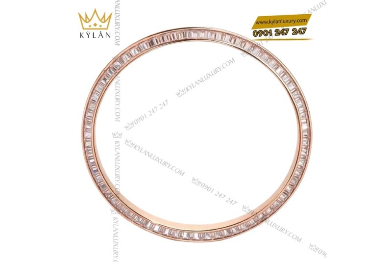 Vành bezel vàng hồng đính kim cương vuông