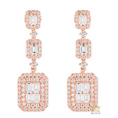 Bông tai vàng hồng Au750 đính kim cương