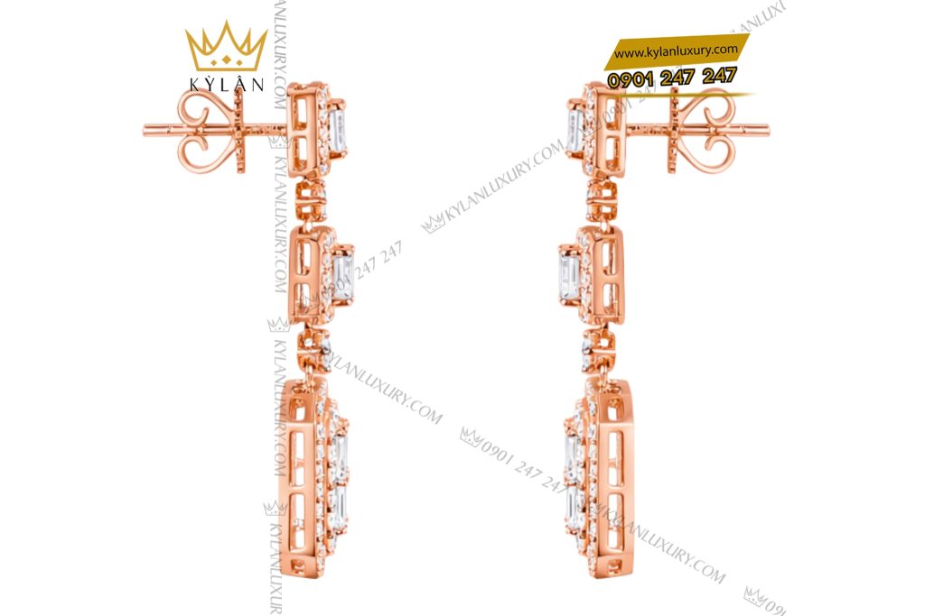 Bông tai vàng hồng Au750 đính kim cương