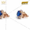 Bông tai vàng hồng Au750 đính kim cương và đá sapphire xanh