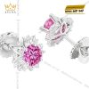 Bông tai vàng trắng Au750 đính kim cương và sapphire hồng