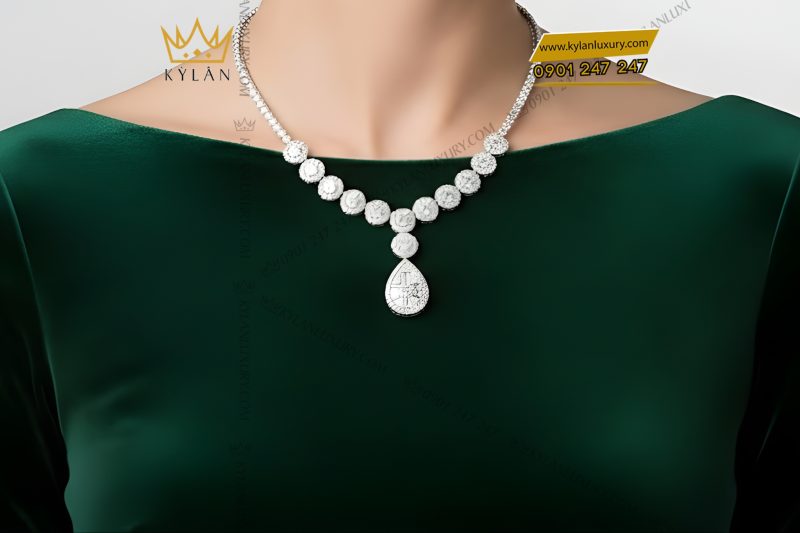Dây chuyền vàng Au750 đính full kim cương