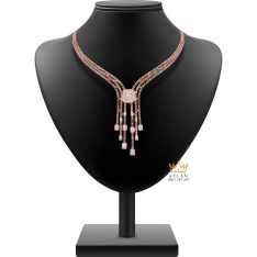 Dây chuyền vàng hồng Au750 đính kim cương