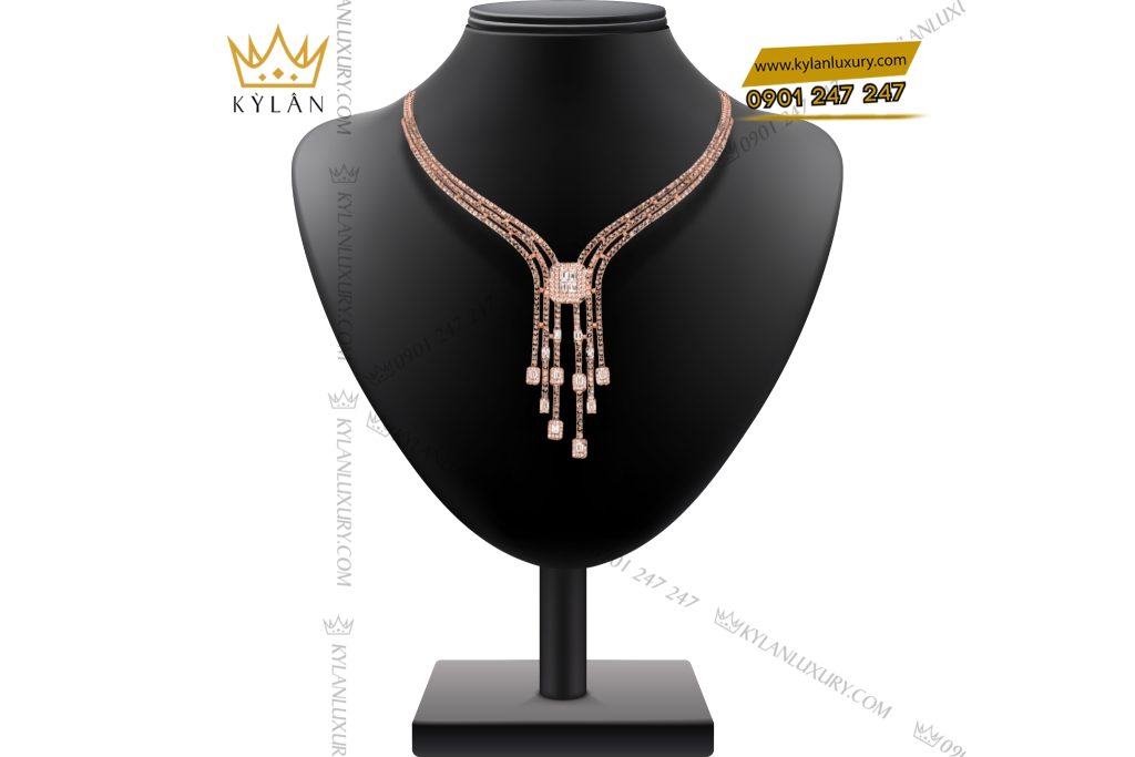 Kỳ Lân Luxury Day chuyen vang hong Au750 dinh kim cuong 2 Dây chuyền vàng hồng Au750 đính kim cương