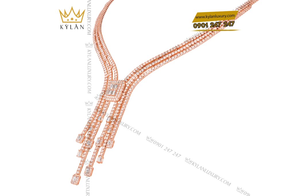 Kỳ Lân Luxury Day chuyen vang hong Au750 dinh kim cuong 6 Dây chuyền vàng hồng Au750 đính kim cương