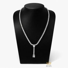 Dây chuyền vàng trắng Au750 đính full kim cương