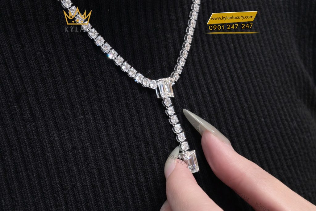 Dây chuyền vàng trắng Au750 đính full kim cương