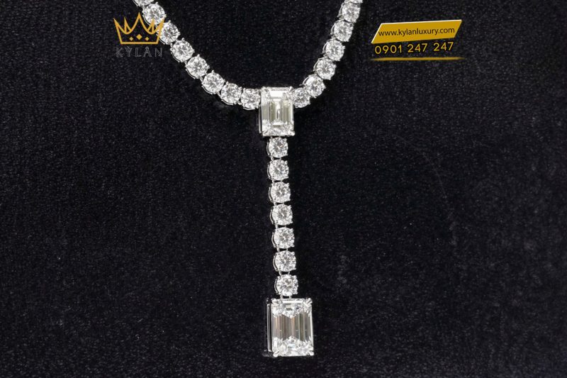 Dây chuyền vàng trắng Au750 đính full kim cương