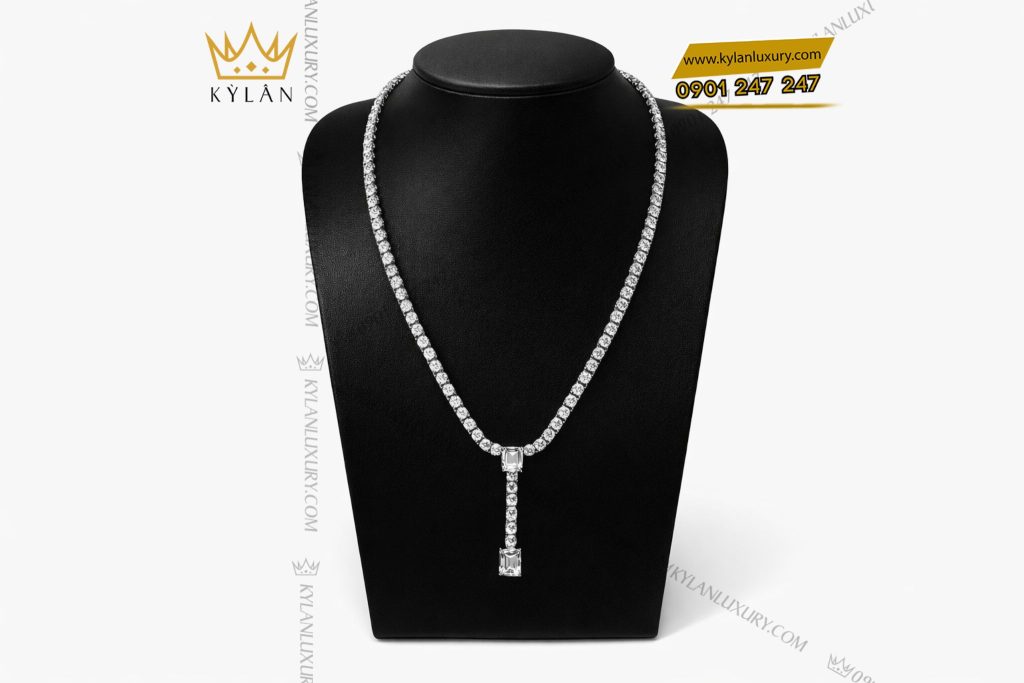 Kỳ Lân Luxury Day chuyen vang trang Au750 dinh full kim cuong 2 Dây chuyền vàng trắng Au750 đính full kim cương