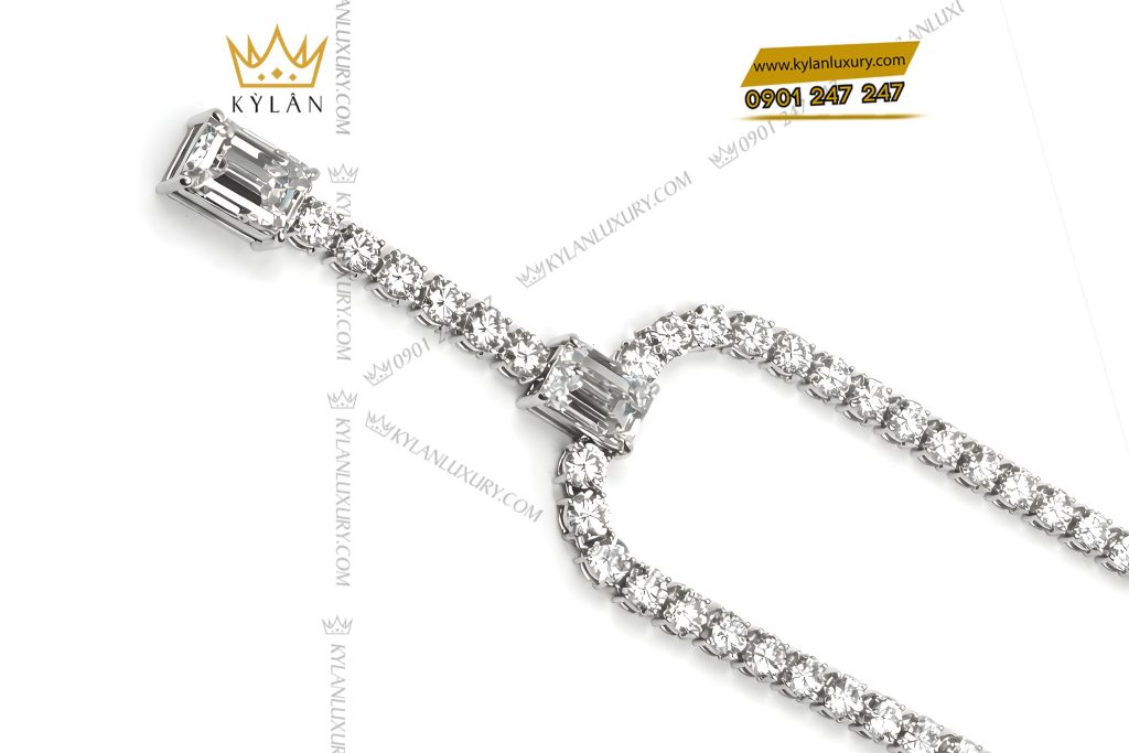 Dây chuyền vàng trắng Au750 đính full kim cương