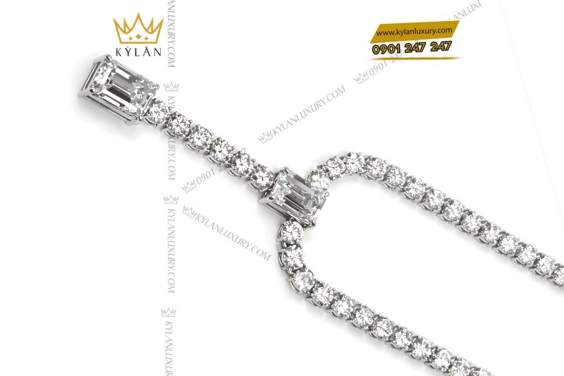 Dây chuyền vàng trắng Au750 đính full kim cương