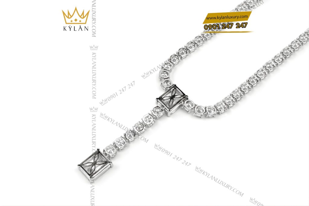 Kỳ Lân Luxury Day chuyen vang trang Au750 dinh full kim cuong 4 Dây chuyền vàng trắng Au750 đính full kim cương
