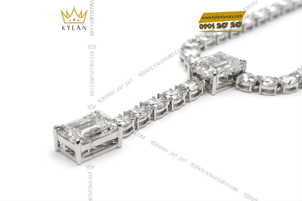 Dây chuyền vàng trắng Au750 đính full kim cương