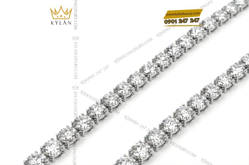 Dây chuyền vàng trắng Au750 đính full kim cương